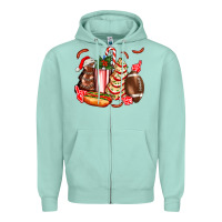 Seafoam Christmas tree cake American football  ball and hot dogs ado Zipper Hoodie - AdoDesignShop