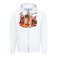 White Christmas tree cake American football  ball and hot dogs ado Zipper Hoodie - AdoDesignShop