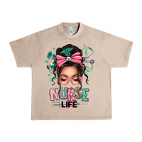 French Oak afro messy bun nurse life Urban Heavy Tee - texasbilliewilder