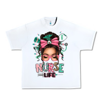 White afro messy bun nurse life Urban Heavy Tee - texasbilliewilder