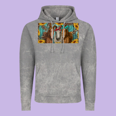 Vintage Hoodie horses with leopard and sunflowers