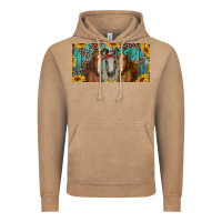 Vintage Coffee horses with leopard and sunflowers Vintage Hoodie - RanaPortraitStore