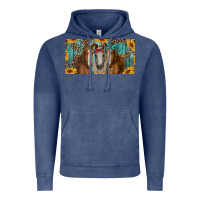Vintage Denim horses with leopard and sunflowers Vintage Hoodie - RanaPortraitStore