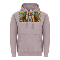 Vintage Zinc horses with leopard and sunflowers Vintage Hoodie - RanaPortraitStore