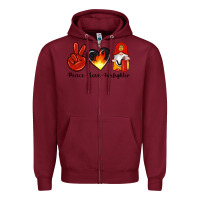 Burgundy peace love firefighter Zipper Hoodie - Artiststas
