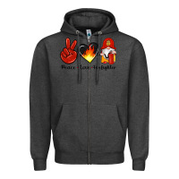 Charcoal Heather peace love firefighter Zipper Hoodie - Artiststas