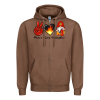 Chestnut peace love firefighter Zipper Hoodie - Artiststas