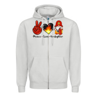 Dove Grey peace love firefighter Zipper Hoodie - Artiststas