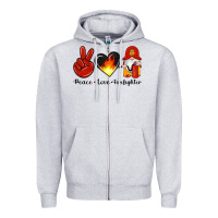 Heather Grey peace love firefighter Zipper Hoodie - Artiststas