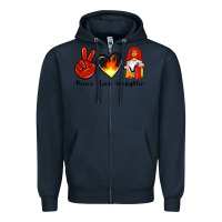 Navy peace love firefighter Zipper Hoodie - Artiststas