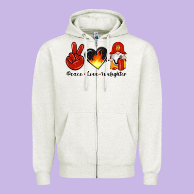 Peace Love Firefighter Zipper Hoodie Designed By Artiststas
