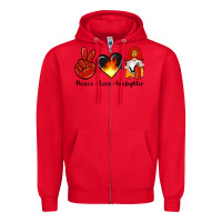Red peace love firefighter Zipper Hoodie - Artiststas