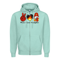 Seafoam peace love firefighter Zipper Hoodie - Artiststas