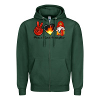 Sports Green peace love firefighter Zipper Hoodie - Artiststas