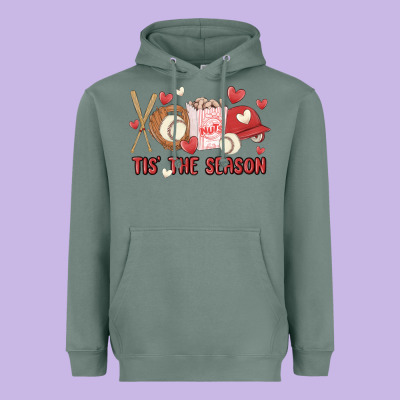 Tis The Season Baseball Heavyweight Hoodie Designed By Maliassmallbusiness
