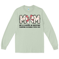Matcha mom she is clothed in gratitude counting blessings Long Sleeve Tee - JahusDesignShop