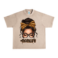 French Oak caucasian leopard messy bun mom life Urban Heavy Tee - texasbilliewilder