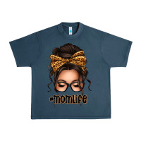 Midnight Navy caucasian leopard messy bun mom life Urban Heavy Tee - texasbilliewilder