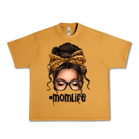 Caucasian Leopard Messy Bun Mom Life Urban Heavy Tee | Teevron
