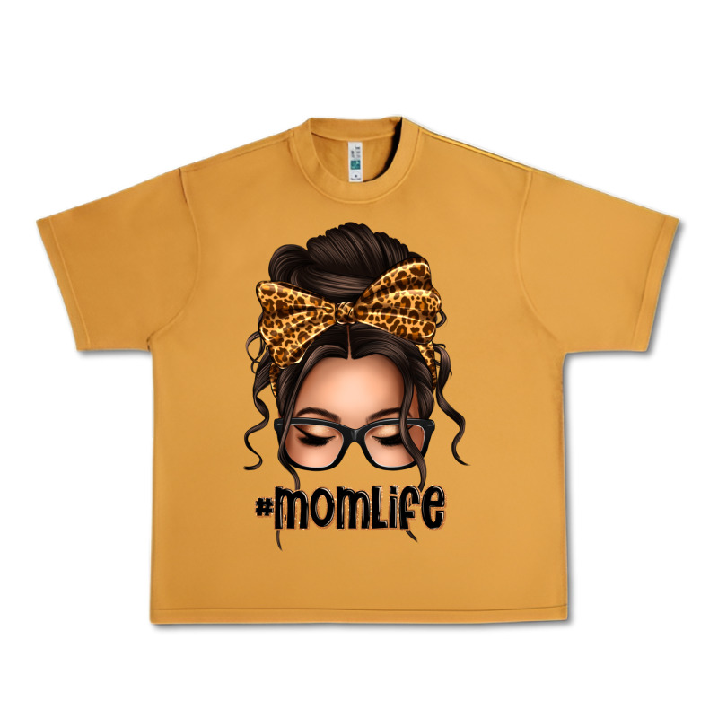 Caucasian Leopard Messy Bun Mom Life Urban Heavy Tee by texasbilliewilder | Teevron