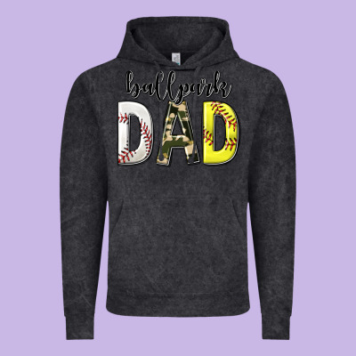 Vintage Hoodie ballpark dad with softball and baseball