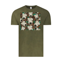 Vintage Olive white Scottish calf Vintage Tee - BarkalooDesign