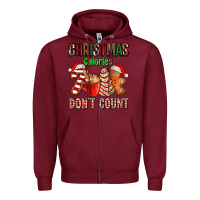 Burgundy christmas calories dont count with  christmas tree cake and cookies ad Zipper Hoodie - AdoDesignShop