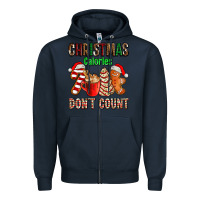 Navy christmas calories dont count with  christmas tree cake and cookies ad Zipper Hoodie - AdoDesignShop