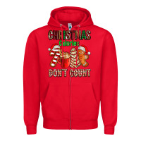 Red christmas calories dont count with  christmas tree cake and cookies ad Zipper Hoodie - AdoDesignShop