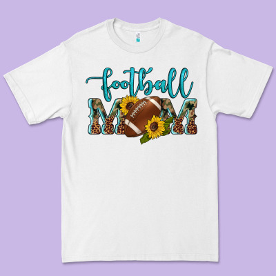 Western Leopard Camouflage Sunflowers  Glitter Mom Football Premium Tee Designed By Artiststas