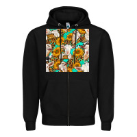 Black sunflowers and goat western seamless pattern Zipper Hoodie - BundleAndBundleShop