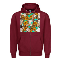 Burgundy sunflowers and goat western seamless pattern Zipper Hoodie - BundleAndBundleShop