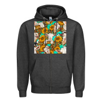 Charcoal Heather sunflowers and goat western seamless pattern Zipper Hoodie - BundleAndBundleShop