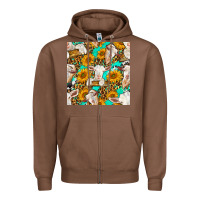 Chestnut sunflowers and goat western seamless pattern Zipper Hoodie - BundleAndBundleShop