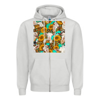 Dove Grey sunflowers and goat western seamless pattern Zipper Hoodie - BundleAndBundleShop