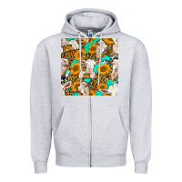Heather Grey sunflowers and goat western seamless pattern Zipper Hoodie - BundleAndBundleShop