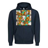Navy sunflowers and goat western seamless pattern Zipper Hoodie - BundleAndBundleShop