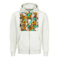 Oatmeal Heather sunflowers and goat western seamless pattern Zipper Hoodie - BundleAndBundleShop