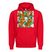 Red sunflowers and goat western seamless pattern Zipper Hoodie - BundleAndBundleShop