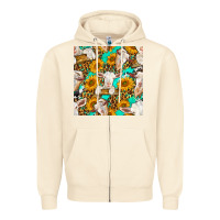 Sandshell sunflowers and goat western seamless pattern Zipper Hoodie - BundleAndBundleShop