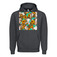 Smoke sunflowers and goat western seamless pattern Zipper Hoodie - BundleAndBundleShop