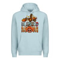 Blue Mist Western Blessed Mom With Cross Premium Hoodie - BundleAndBundleShop
