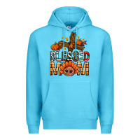 Ocean Blue Western Blessed Mom With Cross Premium Hoodie - BundleAndBundleShop