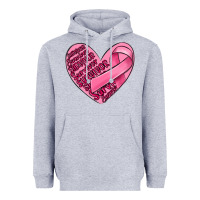 Heather Grey heart breast cancer Heavyweight Hoodie - MaliasSmallBusiness