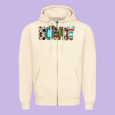 Howdy Zipper Hoodie Designed By Jahusdesignshop