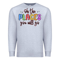 Heather Grey oh the places you will go Premium Sweatshirt - MaliasSmallBusiness