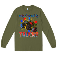 Army Green easily distracted by trucks Long Sleeve Tee - AdoDesignShop