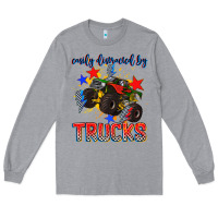 Heather Grey easily distracted by trucks Long Sleeve Tee - AdoDesignShop