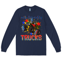 Navy easily distracted by trucks Long Sleeve Tee - AdoDesignShop