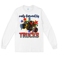 White easily distracted by trucks Long Sleeve Tee - AdoDesignShop